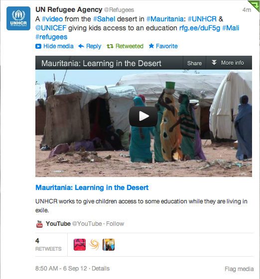 UNHCR Twitter status